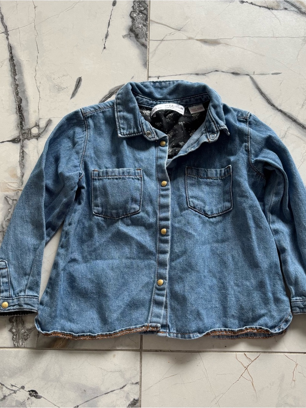 Zara Blue Denim Button-Down Shirt for Kids